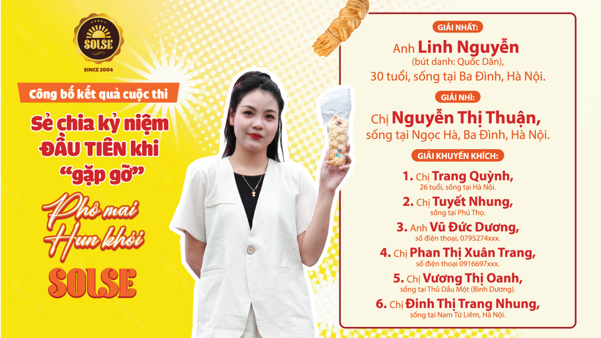 Lộ diện những gương mặt giành giải xứng đáng của cuộc thi: “Sẻ chia kỷ niệm ĐẦU TIÊN khi ‘gặp gỡ’ Phô mai Hun khói SOLSE”