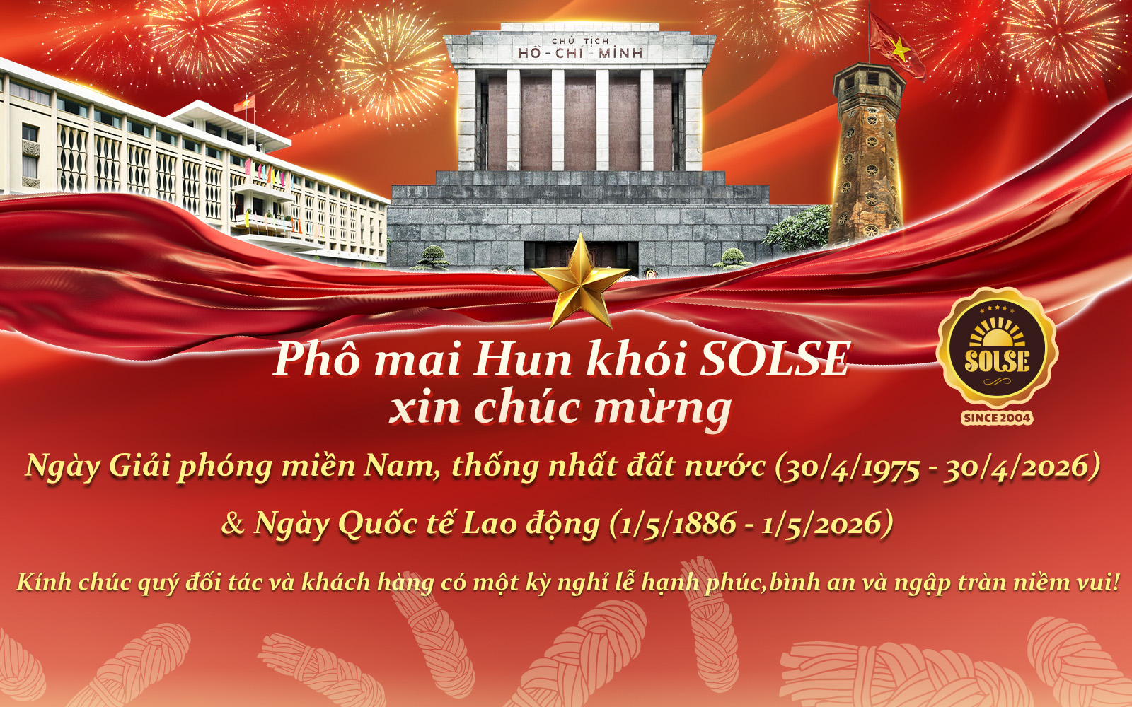 Phô mai Hun khói SOLSE chúc mừng 30/4 - 1/5