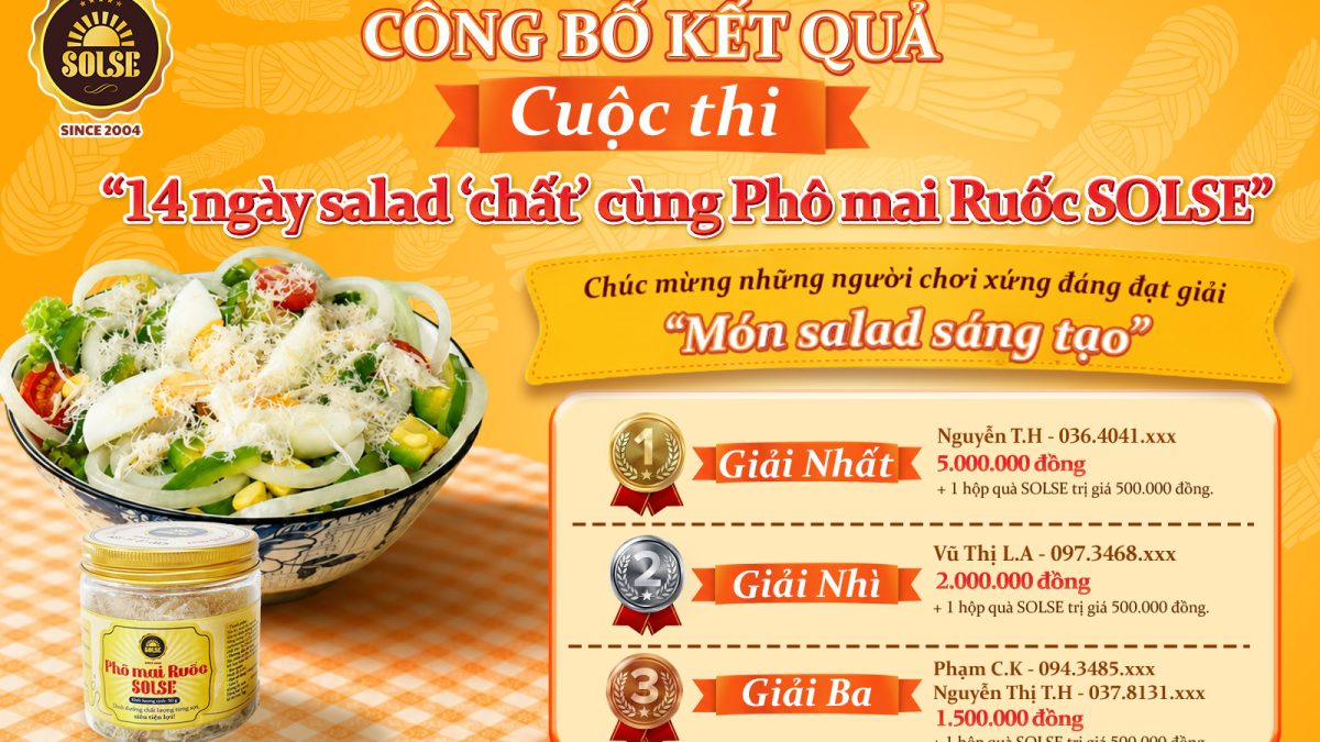 Công bố kết quả cuộc thi "14 ngày salad 'chất' cùng Phô mai Ruốc SOLSE"
