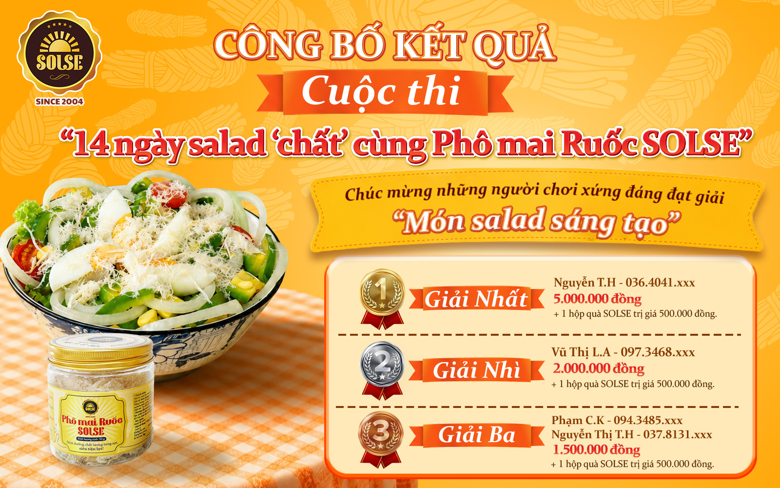 Công bố kết quả cuộc thi "14 ngày salad 'chất' cùng Phô mai Ruốc SOLSE"