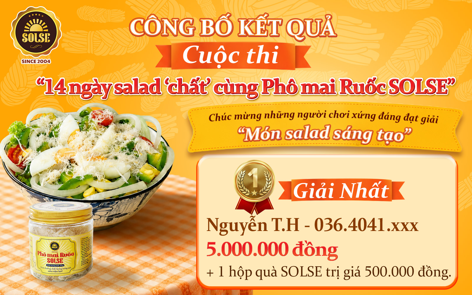 Giải Nhất cuộc thi "14 ngày salad 'chất' cùng Phô mai Ruốc SOLSE