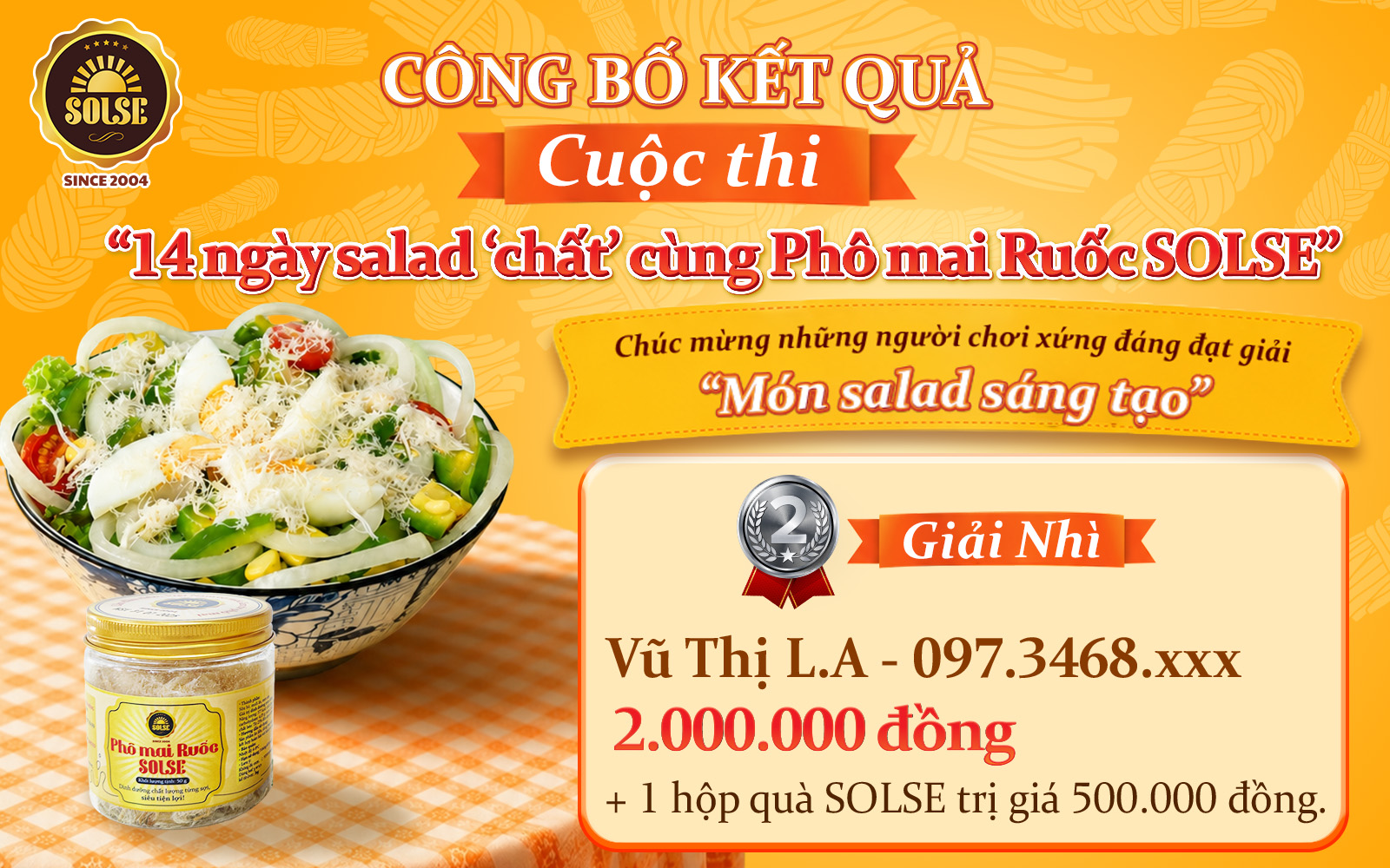 Giải Nhì cuộc thi "14 ngày salad 'chất' cùng Phô mai Ruốc SOLSE